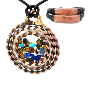 Archangel Gabriel pendant from the Armor Set — Remen, Galactic and Unity Cubit twisted copper tensor rings