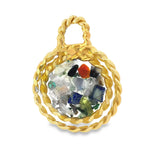 Archangel Chamuel gold pendant — 24k gold plated tensor rings with 18 healing crystals, luxury emotional healing jewelry