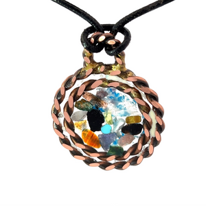 Metatron grounding anklets from the Chamuel Armor Set — braided copper mesh tensor rings with shielding crystals