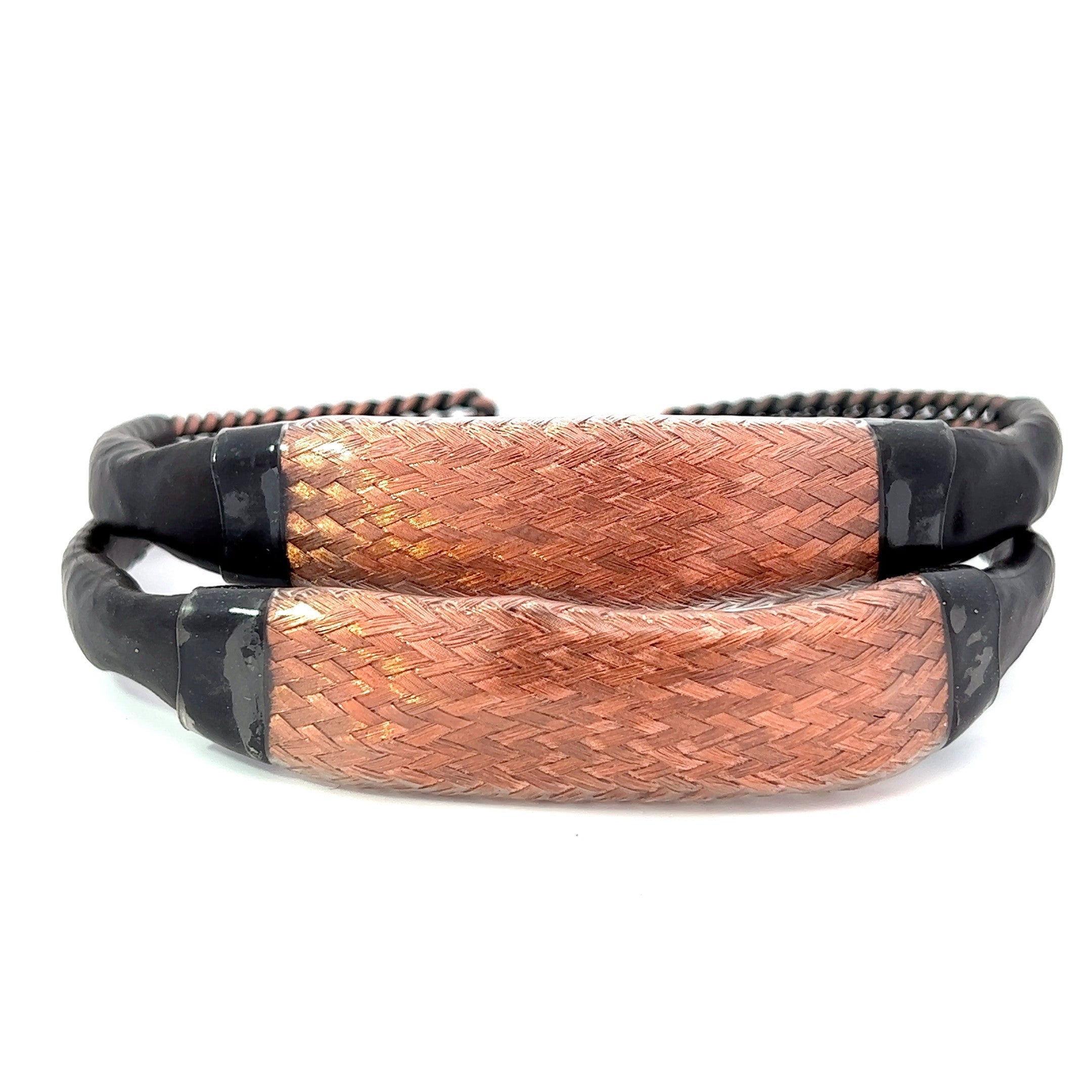 Metatron grounding anklets (pair) — sacred copper mesh tensor-ring anklets included in the Gold Armor Set