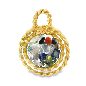 ArchAngel Chamuel Gold Armor Set — 24k gold-plated tensor-ring pendant with 18 healing crystals