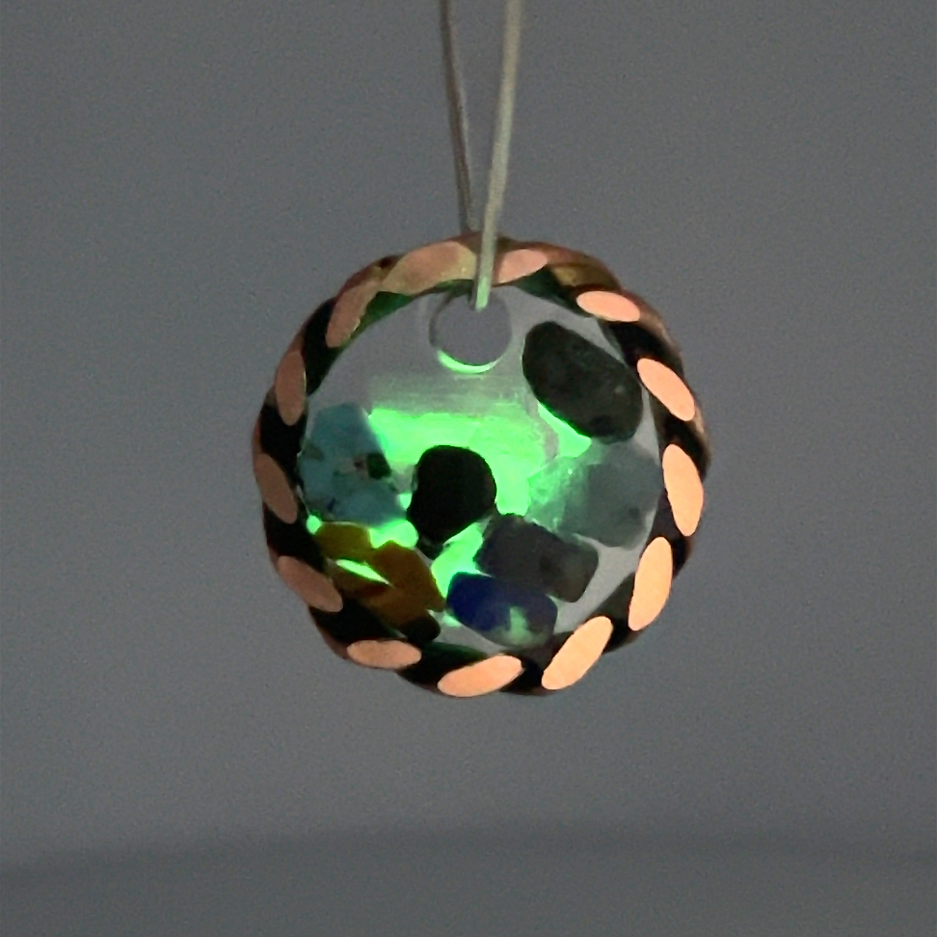 Archangel Michael pet pendant — handmade Lost Cubit copper ring scaled for animal wear, by Energies of Service