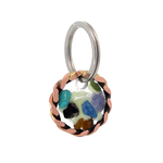 Pet calming pendant — miniature twisted copper tensor ring with crystal chips on stainless collar ring, for dogs and cats